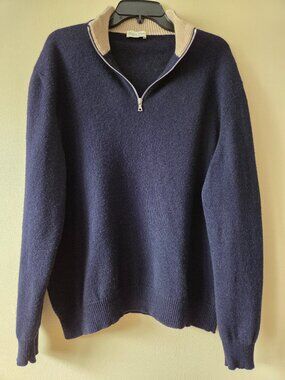 Vintage Cesare Gatti Men’s XL/54 Cashmere/Silk Navy Blue Luxury Sweater Italy